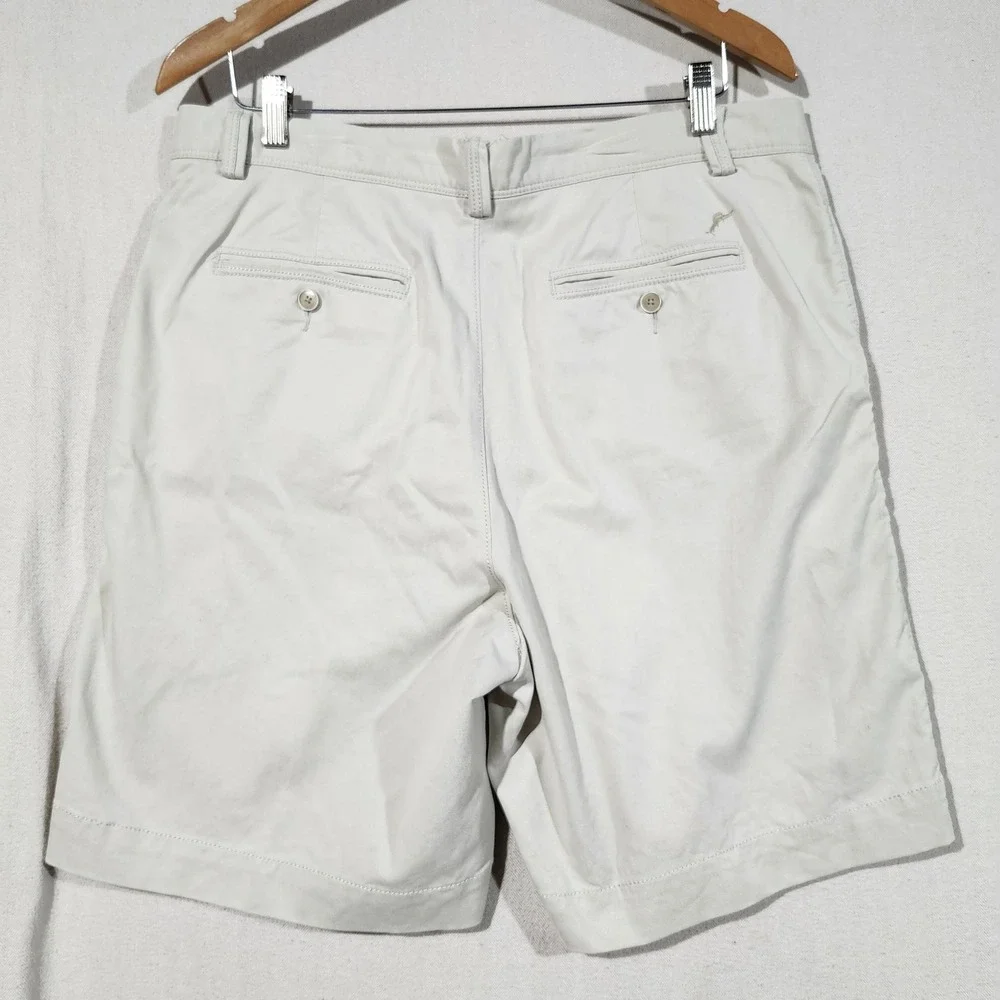 Tommy Bahama Boracay Chino Shorts Men 36 Tan Khaki Cotton Blend Stretch 9 Inseam